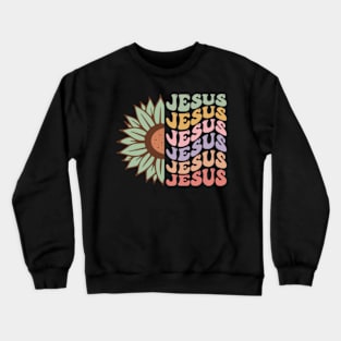 Christian Retro sunflower jesus Crewneck Sweatshirt